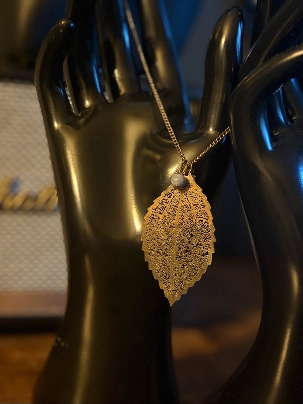Gold leaf light weight necklace